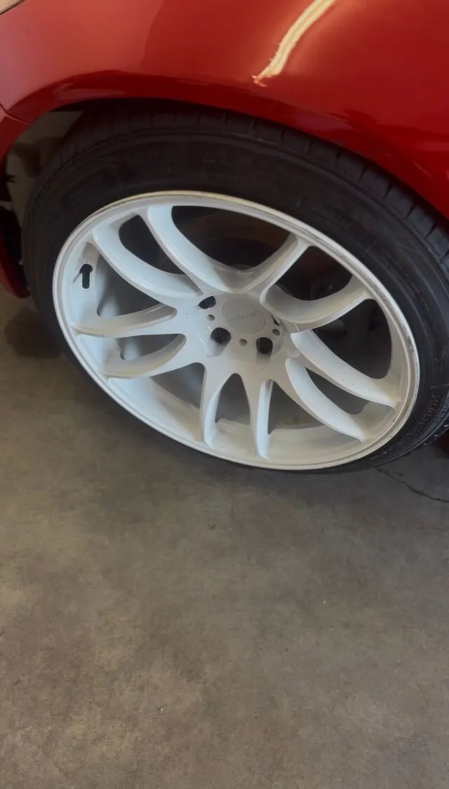 White wheel after: clean rim and dressed tire
